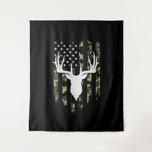 Camouflage American Flag Deer Hunting Wandkleed (Voorkant)