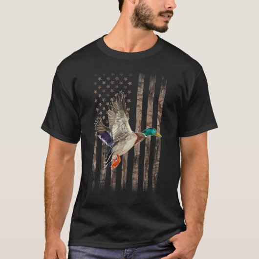 Camouflage American Flag Duck Hunting Ducks Hunt T-shirt (Voorkant)