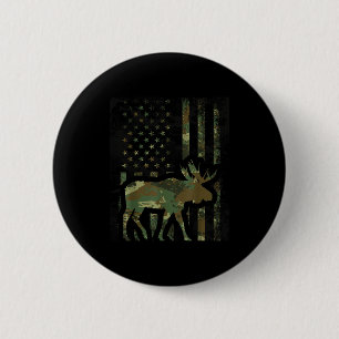 Camouflage Amerikaanse Vlag Eland Jagen Geschenk V Ronde Button 5,7 Cm