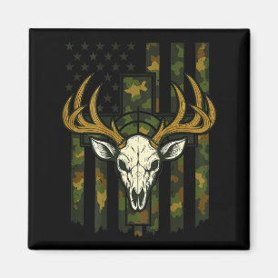 Camouflage Amerikaanse vlag Eland Schedel Hertenja Magneet