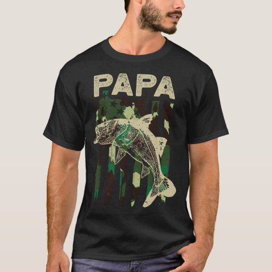 Camouflage Amerikaanse vlag Snook Vist Papa Snook T-shirt (Voorkant)