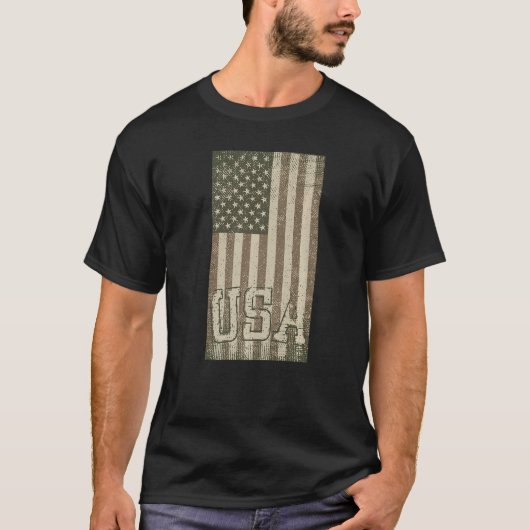  Camouflage Amerikaanse vlag T-shirt (Voorkant)