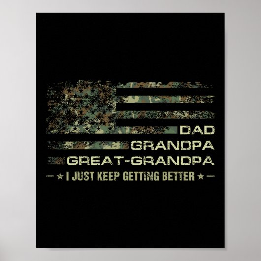 Camouflage Amerikaanse vlag vaders dag overgrootva Poster (Voorkant)