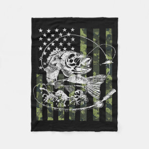 Camouflage Amerikaanse Vlag Visserij Cadeaus Voor  Fleece Deken