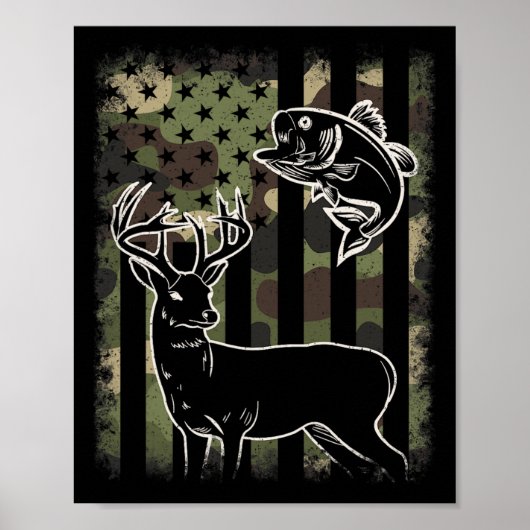 Camouflage Amerikaanse vlag Vist jager De Poster (Voorkant)