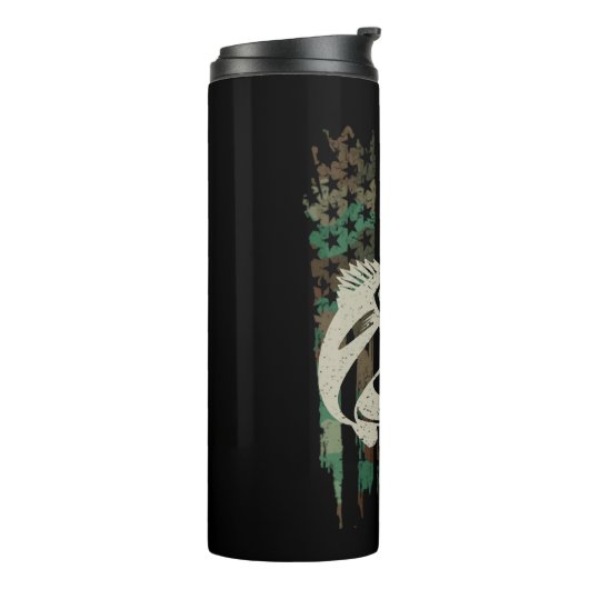 Camouflage Amerikaanse vlag Walleye Gevist Thermosbeker (Gedraaid links)