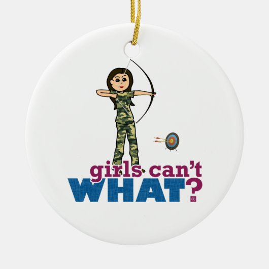 Camouflage Archery Girl - Light Keramisch Ornament (Voorkant)