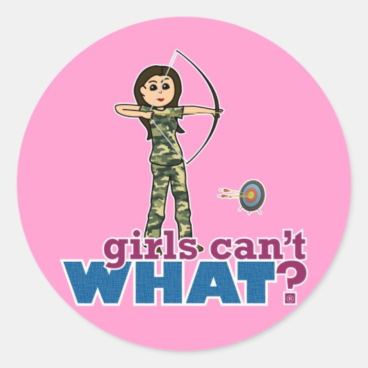 Camouflage Archery Girl - Light Ronde Sticker (Voorkant)
