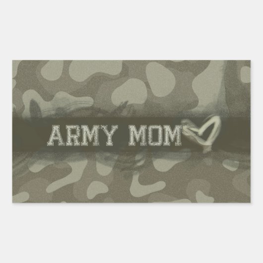 Camouflage Army Mam Hart van Liefde Rechthoekige Sticker (Voorkant)