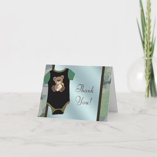 Camouflage Baby Boy Douche Dank u kaarten (Voorkant)
