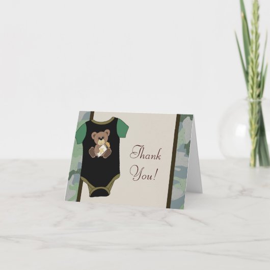 Camouflage Baby Boy Shower Bedankkaarten Bedankkaart (Voorkant)