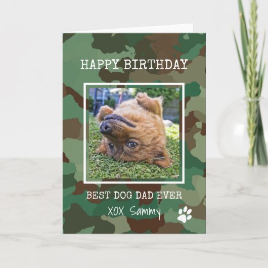 Camouflage Best Dog Pap Ever Photo Birthday Card Kaart (Voorkant)