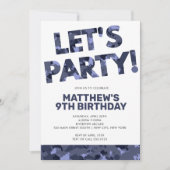Camouflage Birthday, Laten we feest Blauwe Camo Kaart (Voorkant)