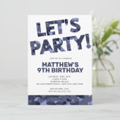 Camouflage Birthday, Laten we feest Blauwe Camo Kaart (Staand voorkant)