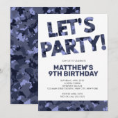Camouflage Birthday, Laten we feest Blauwe Camo Kaart (Voorkant / Achterkant)
