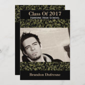 Camouflage & Black Graduation Party Invitation Kaart (Voorkant / Achterkant)