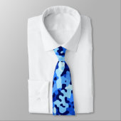 Camouflage Blauw Abstract Patroon Stropdas (Gebonden)