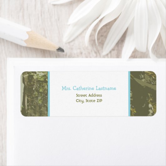 Camouflage & blauw Baby shower adreslabel Etiket (Insitu)