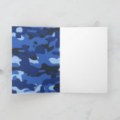 Camouflage Blauw Camo Leger Monogram Verjaardag Kaart (Binnen)