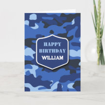 Camouflage Blauw Camo Leger Monogram Verjaardag