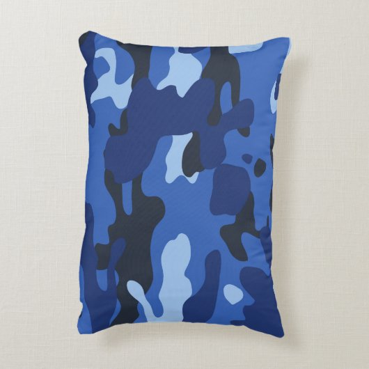 Camouflage Blauw Camo Legerpatroon Accent Kussen (Achterkant (Verticaal))