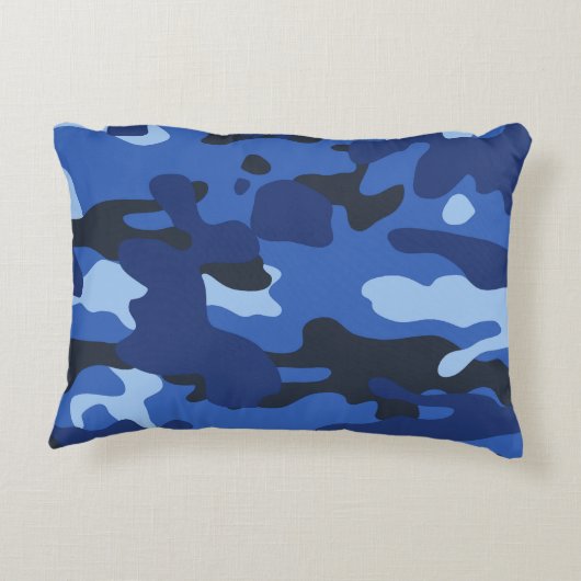 Camouflage Blauw Camo Legerpatroon Accent Kussen (Achterkant)