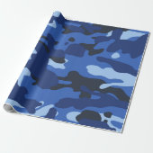 Camouflage Blauw Camo Legerpatroon Cadeaupapier (Uitgerold)