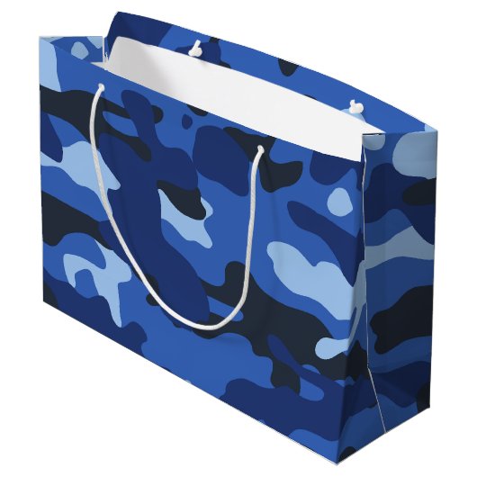 Camouflage Blauw Camo Legerpatroon Groot Cadeauzakje (Achterkant Gekanteld)