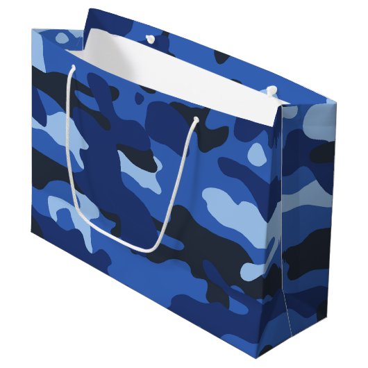 Camouflage Blauw Camo Legerpatroon Groot Cadeauzakje (Voorkant Gekanteld)