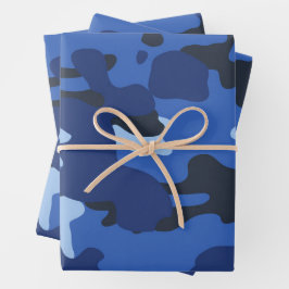 Camouflage Blauw Camo Legerpatroon Inpakpapier Vel