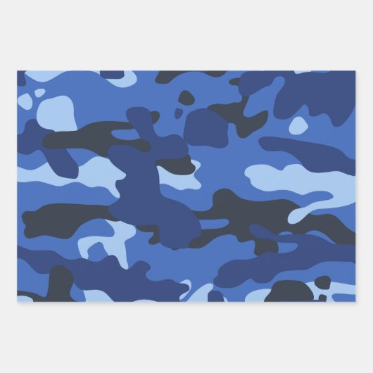 Camouflage Blauw Camo Legerpatroon Inpakpapier Vel (Voorkant)