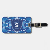 Camouflage Blauw Camo Legerpatroon Monogram Bagagelabel (Voorkant horizontaal)