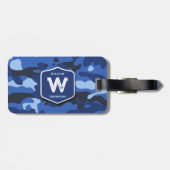 Camouflage Blauw Camo Legerpatroon Monogram Bagagelabel (Achterkant horizontaal)