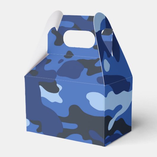 Camouflage Blauw Camo Legerpatroon Monogram Bedankdoosjes (Achterkant)