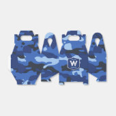 Camouflage Blauw Camo Legerpatroon Monogram Bedankdoosjes (Uitgevouwen)