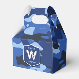 Camouflage Blauw Camo Legerpatroon Monogram Bedankdoosjes