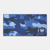Camouflage Blauw Camo Legerpatroon Monogram Bureaumat (Voorkant)