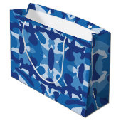 Camouflage Blauw Camo Legerpatroon Monogram Groot Cadeauzakje (Achterkant Gekanteld)