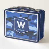 Camouflage Blauw Camo Legerpatroon Monogram Jongen (Voorkant)