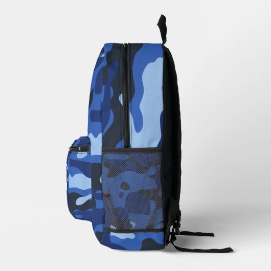 Camouflage Blauw Camo Legerpatroon Monogram Jongen Bedrukte Rugzak (Rechts)