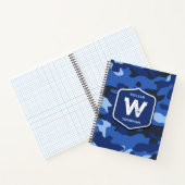 Camouflage Blauw Camo Legerpatroon Monogram Notitieboek (Binnen)