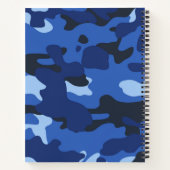Camouflage Blauw Camo Legerpatroon Monogram Notitieboek (Achterkant)