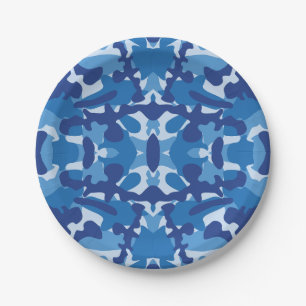 Camouflage Blauw Camo Legerpatroon Monogram Papieren Bordje