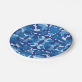 Camouflage Blauw Camo Legerpatroon Monogram Papieren Bordje (Gekanteld)