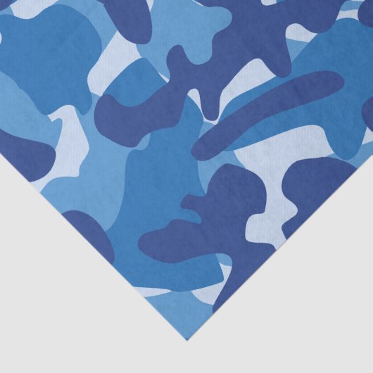 Camouflage Blauw Camo Legerpatroon Monogram Tissuepapier (Detail)