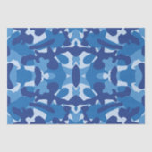 Camouflage Blauw Camo Legerpatroon Monogram Tissuepapier (Voorkant)