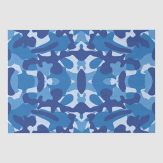 Camouflage Blauw Camo Legerpatroon Monogram Tissuepapier