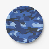 Camouflage Blauw Camo Legerpatroon Papieren Bordje (Voorkant)