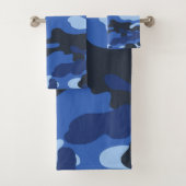 Camouflage blauw camo patroon bad handdoek (Insitu)