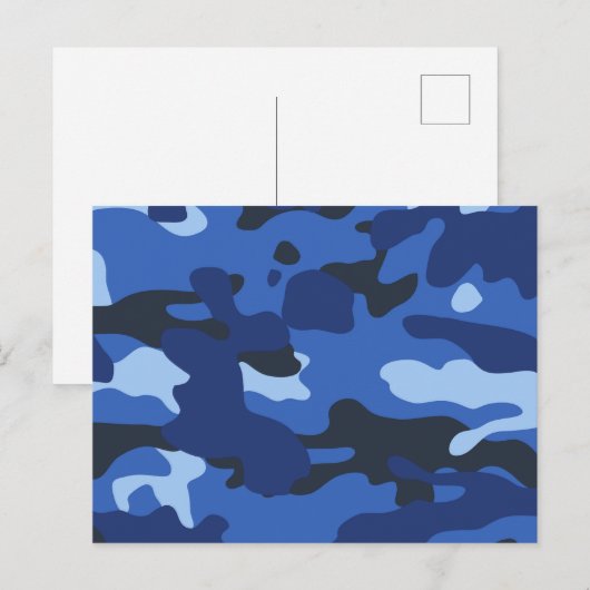 Camouflage blauw camo patroon feestdagenkaart (Voorkant / Achterkant)